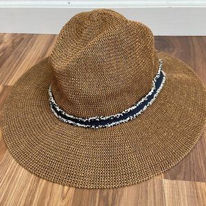 Free People Brown Woven Fringe Band Accent Sun Hat Boho